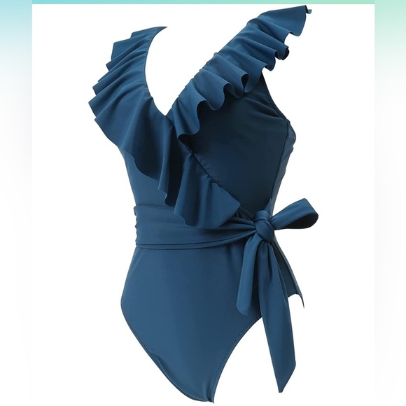 Women's Slimming One Piece Swimsuit Tummy Control Bathing Suit Ruffle Size S - Picture 2 of 7
